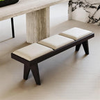 Modern Retro Wooden Upholstered Dining Table Cloakroom Shoe-Changing Stool Bedroom Bed-end Entryway(Medium)