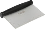 Babish Multi-Purpose Stainless Steel Scaper/Chopper with Grip, 6-Inch, Silver/Black