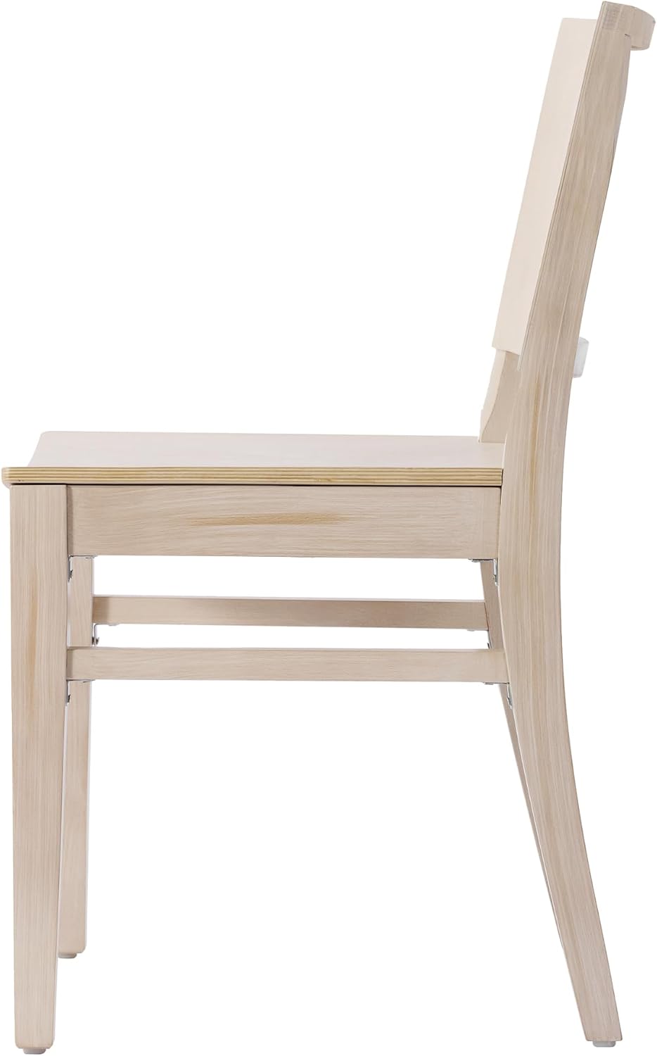 Flash Furniture Naples Commercial Solid Wood Dining Chair, Curved Backrest, Sturdy Mortise and Tenon Construction, Antique White