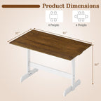 Tangkula 55 Inch Dining Table for 4-6 People, Rectangular Kitchen Table with Solid Wood Trestle Base, Large Farmhouse Modern Diner Table for Home Dining Room Living Room