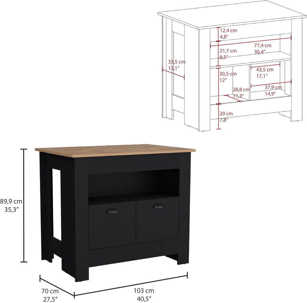 Kitchen Island Two Door Cabinet and Shelf with Multicolor | Ample storage with two doors and shelf for kitchen organization