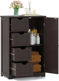 GLACER Bathroom Floor Cabinet, Multifunctional Storage Cabinet (Brown) | Wooden Side Storage Organizer | 4 Drawers & 1 Door | For Laundry Room, Living Room or Kitchen