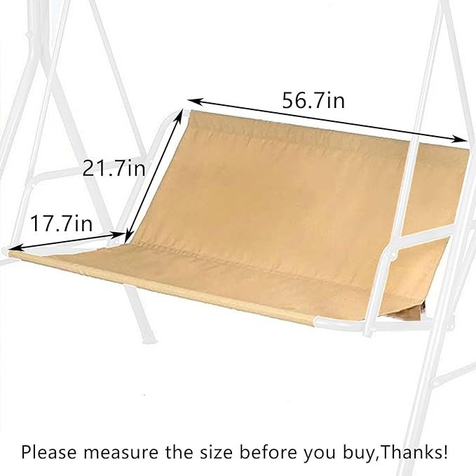 Swing Seat Cover Replacement, 600D Thickened Oxford Waterproof Chair Bench Cover for 2/3 Seat Patio Garden Swing Chair (Beige, XL - 56.7x21.7x17.7in)