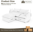 Modular Sectional Sofa Couch for Living Room Bedroom, Loveseat with 1 Ottoman, White