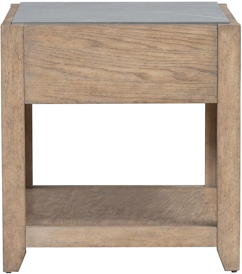 Liberty Furniture Millstone End Table with Unique Tile Top for Living Room - Nutmeg Oak Wood