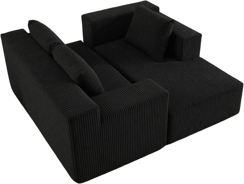 ANONER 103” Modular Sectional Sofa - L Shaped Upholstered Cloud Couch, Free Combination Deep Seat Corner Sofa, Sectional Couches for Living Room, Modern Minimalist Couch, Black