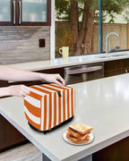 Toaster Cover 4 Slice Orange Stripes Toaster Oven Cover with Pockets Vertical Striped Dustproof Bakeware Protector Small Kitchen Appliance Dust Covers and Fingerprint Protection for Women