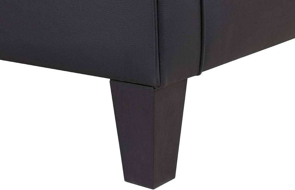 Faux Leather Accent Chair Set of 2, Mid Century Modern Living Room Chair, Upholstered Comfortable PU Leather Armchair for Bedroom, Office or Waiting Areas-Black