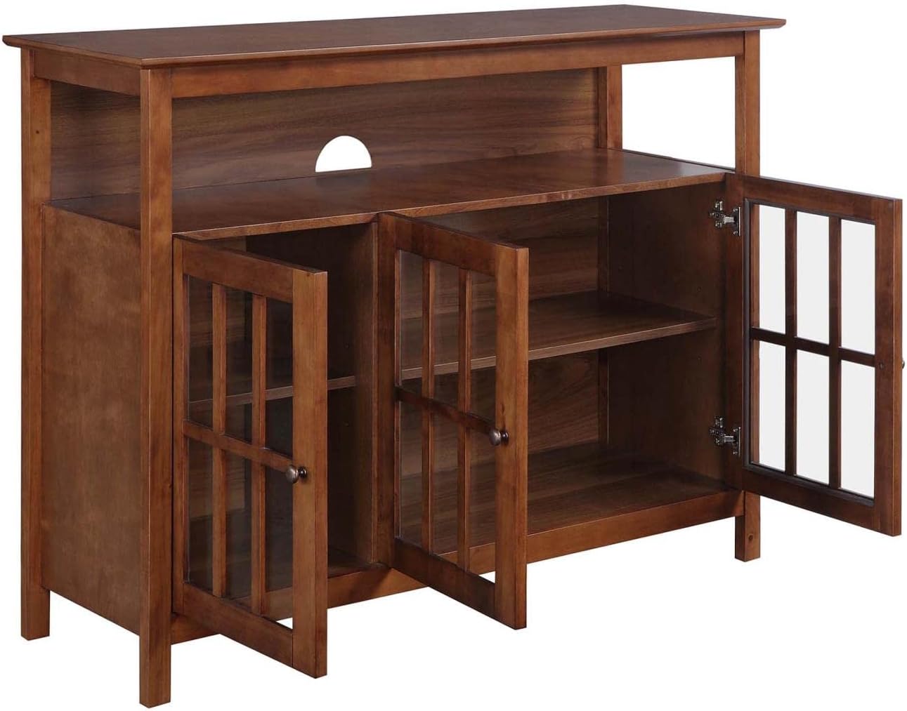 Convenience Concepts Big Sur Deluxe TV Stand with Storage Cabinets and Shelf for TVs up to 55 Inches, Dark Walnut