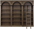 Traditional 8' Tall Wood Bookcase Wall With Ladder Office Bookcase Brown