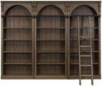 Traditional 8' Tall Wood Bookcase Wall With Ladder Office Bookcase Brown