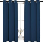 NICETOWN Bedroom Curtain Panels Blackout Draperies, Thermal Insulated Solid Grommet Blackout Curtains/Drapes (Moroccan Blue, 1 Pair, 34 by 45-inch)