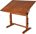 DJAR 42x30 Adjustable Wooden Drafting Table & Art Drawing Desk, Walnut | Large Tilting Desktop for Painting, Sketching & Writing, Sturdy Workspace for Professional Artists and Designers