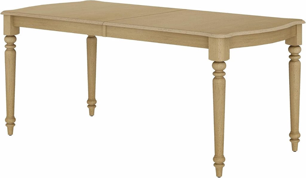 WAMPAT 70 Inch Dining Table for 6–8 People, Curved Edge Dining Room Table with Wood Grain & Gourd Leg, Farmhouse Solid Rubber Wood Dinner Tables for Kitchen, Oak