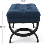 Merax 41” Upholstered Entryway Bench, End of Bed Ottoman Seat with Solid Wood Leg for Bedroom, Living Room, Indoor, Navy Blue