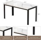 Dining Room Table Set with 2 Benches, Dining Table Set for 4-6, Dinner Table Set for 4, Faux Marble Breakfast Table Set & PU Leather Upholstered Benches for Small Spaces, Apartment, White