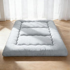 DUMOS Japanese Floor Mattress Twin Size, 4" Thick Futon Mattress, Gray | Tatami Mat Sleeping Pad, Removable Cover, Portable Roll Up Floor Lounger Bed, for Guest, Dormitory, Camping and Travel