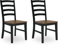 Signature Design by Ashley Wildenauer Dining Chairs Set of 2, Modern Ladderback Dining Chairs with Solid Wood Frame, Two-Tone Finish, Contoured Seat, Black/Brown | Solid wood frame, Mango veneer and MDF substrate seat, Modern ladderback, 250 lb capacity