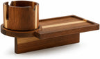 Solid Acacia Wood Couch Cup Holder Tray for Sofa Gap, 3-in-1 Couch Caddy with 360° Rotating Cup Holder, Couch Tray Alternative for Firm Cushions, Snacks, Remote & Phone