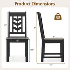 GOFLAME Wood Dining Chairs Set of 4, Modern Kitchen Side Chairs with Solid Rubber Wood Frame, Leaf-Shape High Backrest, Armless Dinette Chairs for Dining Room, Restaurant, Black