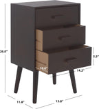 SAFAVIEH Home Collection - Pomona Dark Chocolate Nightstand, 3-Drawer Accent Table, Mid-Century Storage Cabinet (CHS5700E)
