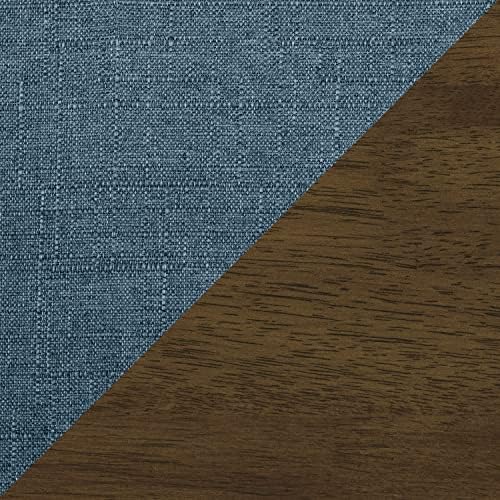 Lexicon Mid Century Modern Accent Chair with Solid Wood Frame in Walnut Finish, Upholstered Living Room Lounge Arm Chair, Thick and Comfy Innerspring Seat Cushion, Linen-Look Fabric, Blue | Upholstered Living Room Lounge Arm Chair, Thick and Comfy