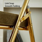 Corduroy Fabric Folding Chair, Home Balcony Retro Folding Chair, Metal Foldable Stool Chair with Backrest for Photo Office Meeting Chair(Blue+Silver)