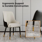POVISON PU Dining Chairs Set of 2, 38" Faux Leather Upholstered Bar Chairs with Metal Legs, Modern High-Back Side Chairs for Living Room, Pub, Coffee, Home, and Kitchen (Black)