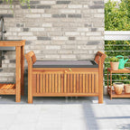 Garden Storage Bench with Cushion, Solid Acacia Wood Outdoor Storage Bench, Comfortable Seating and Ample for Garden Tools