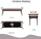 HEAH-YO Modern Dining Bench, 51 Inches Entryway Bench with Armrests, Upholstered Chenille Fabric End of Bench for Bedroom, Grey