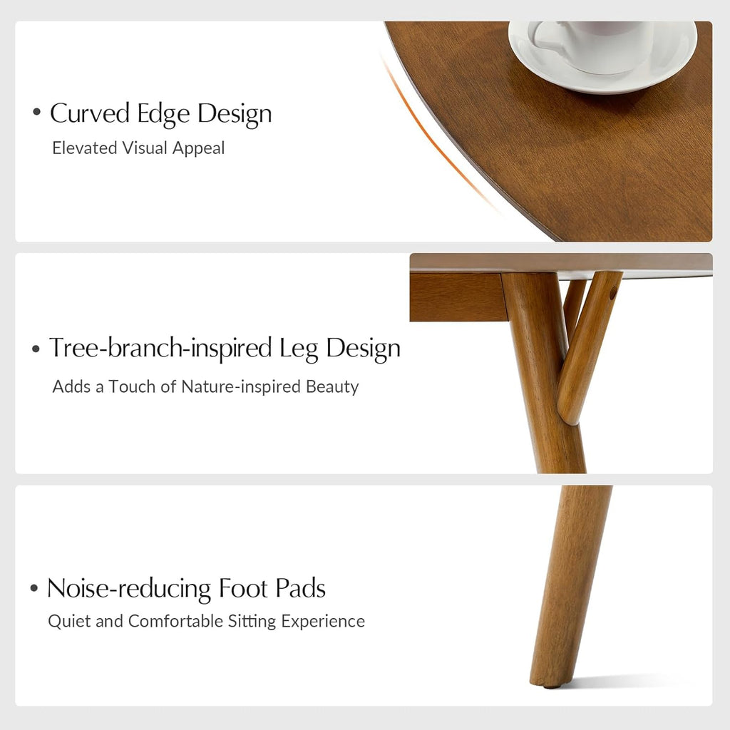 HULALA HOME Round Dining Table for 4, 45” Solid Wood Kitchen Dining Room Table, Small Dinner Coffee Writing Table for Kitchen Cafe Space Saving, Acorn