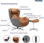 NOUHAUS Heated Classic Massage Chair Full Body and Spot Massaging Recliner with Ottoman, Bluetooth Speaker, in-Chair Charger. Portable Shiatsu Body Massager Chair (Caramel, Leather)