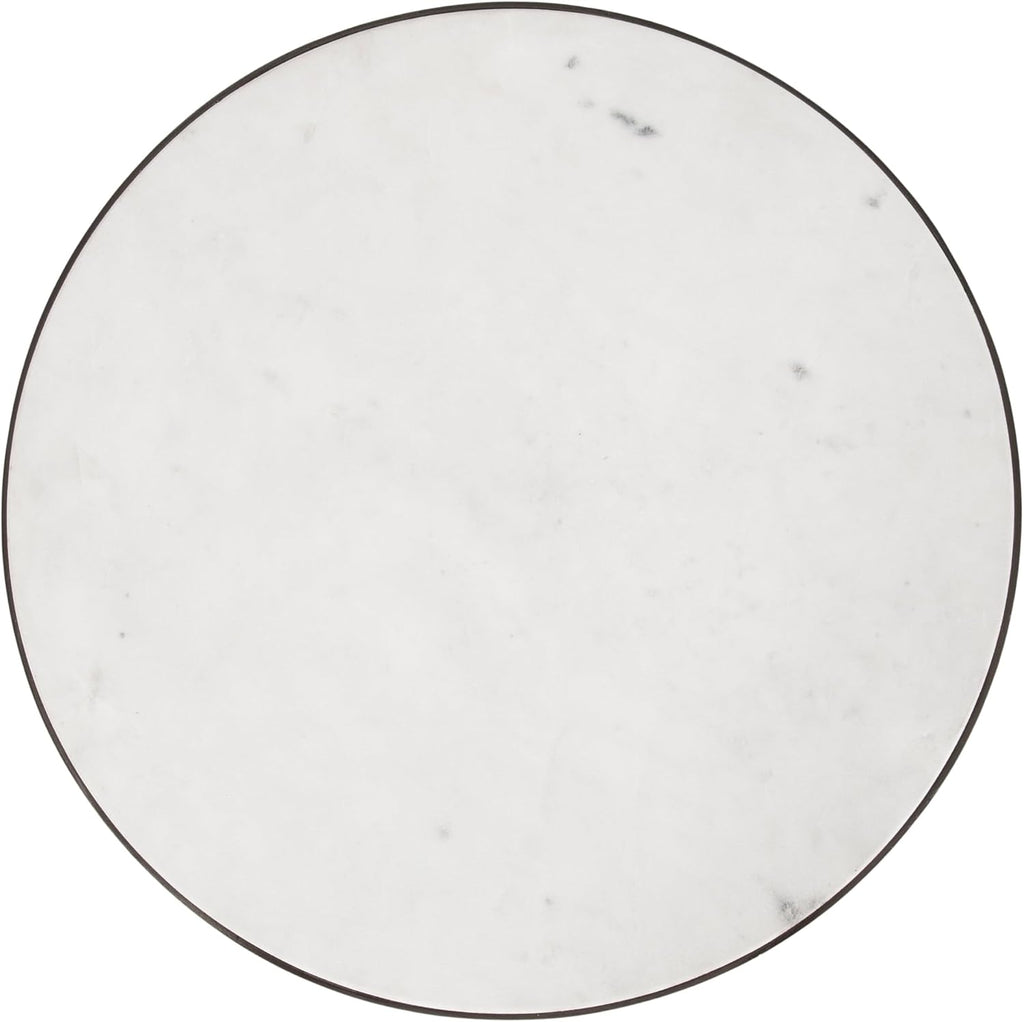 Kate and Laurel Gribben Modern Round Marble Side Table, 14 x 14 x 24, White and Gray Gunmetal, Tripod-Base Bedside Table for Display and Storage as a Bedroom Nightstand or Living Room Accent