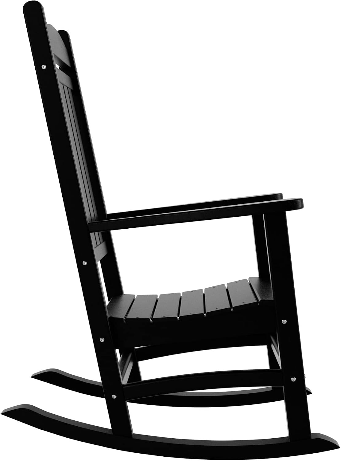 WO Home Furniture Patio Rocking Chair Farmhouse Outdoor HDPE UV Weather Resistant (Black)