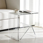Acrylic C-Shaped Sofa End Table, Acrylic Clear Couch Side Table Modern Tray Snack Table Nightstand Portable Beside Table for Living Room Couch Bedroom