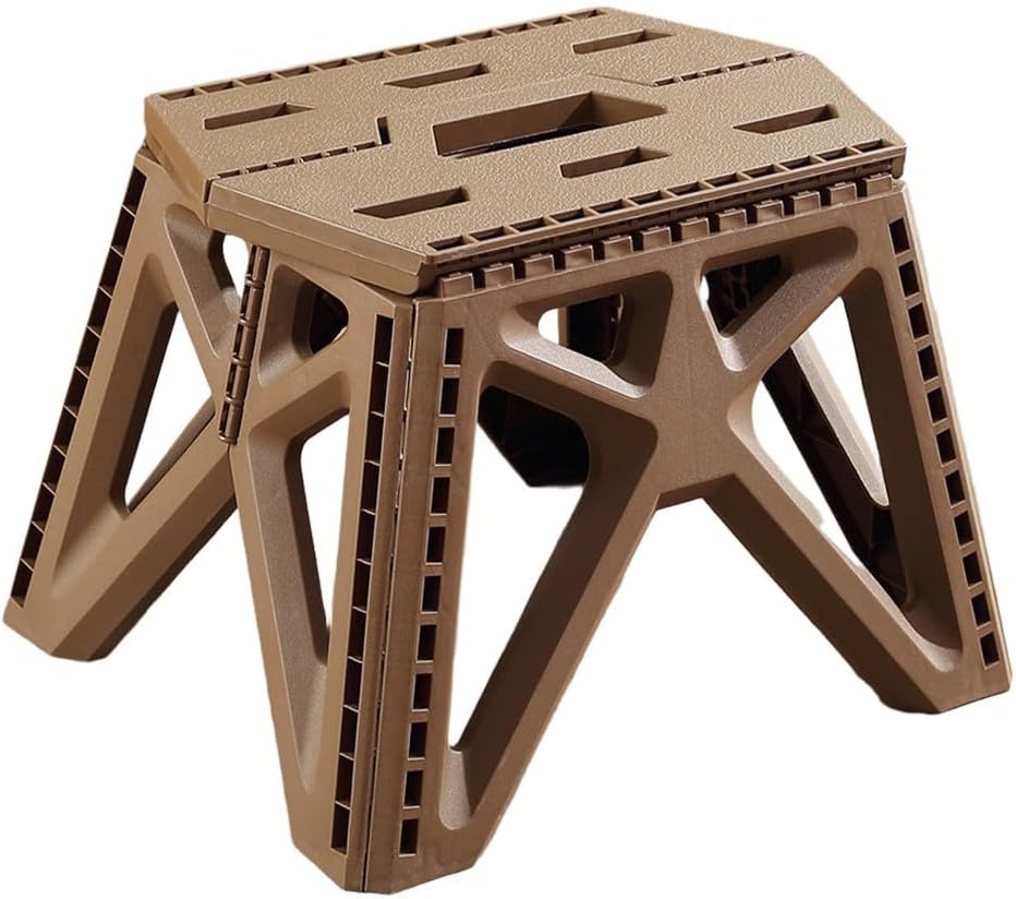 Folding Stool, Sturdy Plastic Construction with 260lbs Capacity, Portable Seat with Handle for Camping, Fishing, Office and Home Use(Grey)