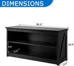 Farmhouse Storage Bench with 2-Tier Open Shelf, Shoe Bench with Cushion for Entryway, Mudroom, Hallway, Living Room & Bedroom Organization, Black