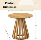 DUOMAY Modern Solid Round Side Table with Geometric Base, Natural Wood Accent End Table Center Table for Living Room, Bedroom, Lounge, Office, Log Color