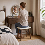 Vanity Desk, Solid Rubberwood Dressing Table, Study Desk and Vanity Table for Bedroom, 18" D x 29" W x 32" H (NO Mirror and NO Stool, only Vanity Desk)