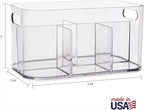 STORi Bliss 5-Compartment Plastic Cosmetics Storage Organizer, Set of 2 | Clear | Rectangular Divided Makeup Bin & Vanity Caddy with Pass-Through Handles | Round Corner Design | Made in USA