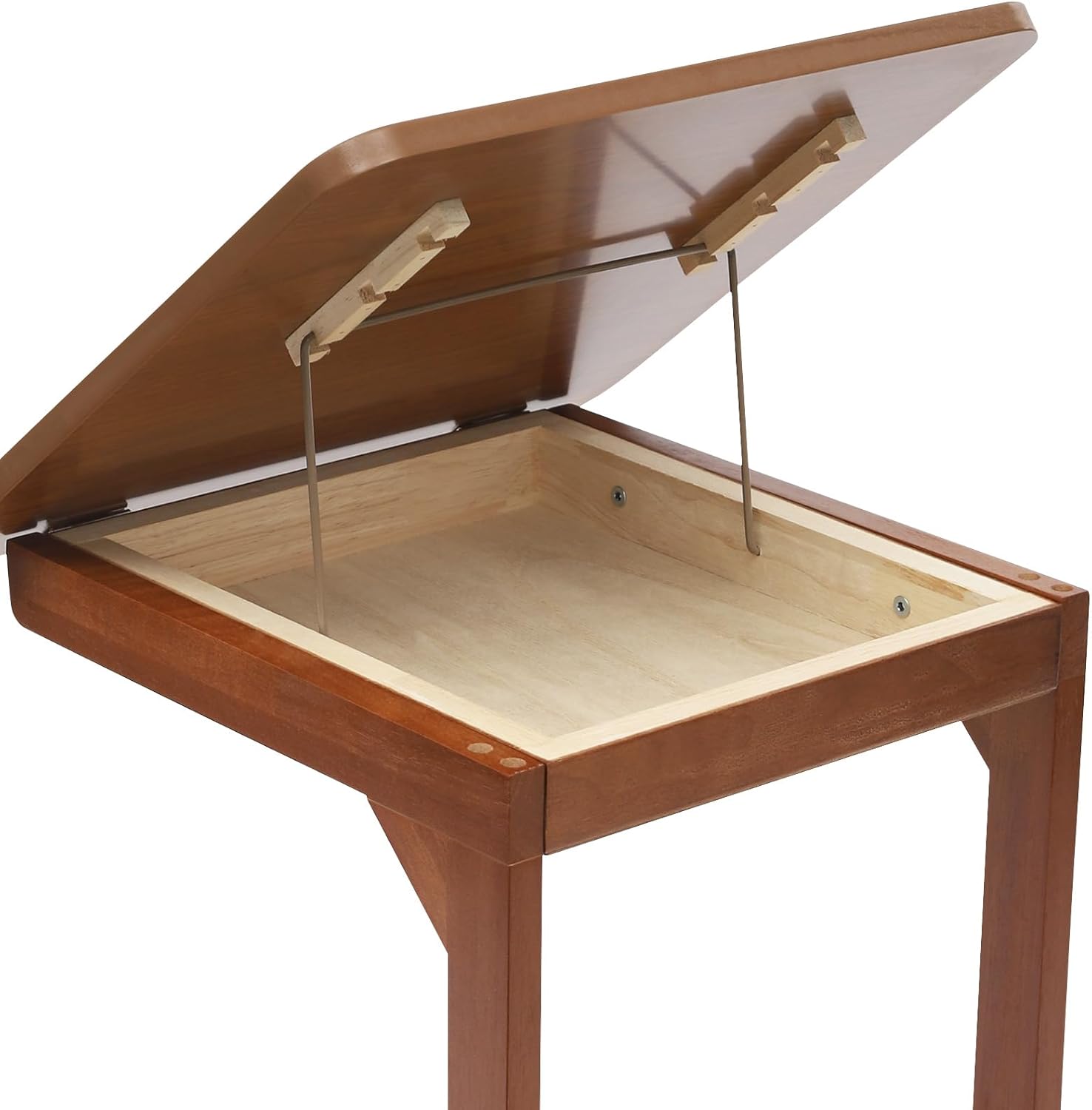 Side Table with Wheels, C Shaped Table for Sofa Bedside, 15.7"x15.7"x24.8“, End Tables Adjustable Desktop (0-40°) for Living Room,Bedroom (Walnut)