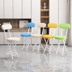 Folding Stool with Backrest, Cushioned Padded Leather Round Portable Foldable Bar Stool Chair for Kitchen(Green)