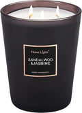 HomeLights Scented Candles | Large Jar 33.3 Oz Natural Soy Candle | 130 hrs with 3 Cotton Wicks, Sandalwood Jasmine Home Fragrance Candles Gift