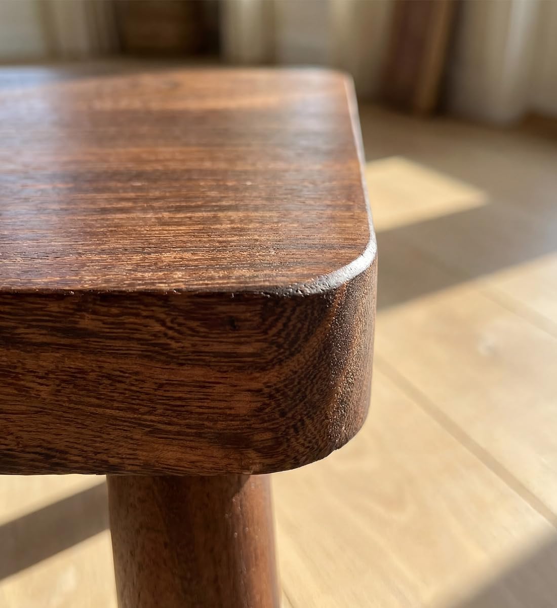 Chestnut Solid Wood Small Step Stool, Dark Brown, 11.8 x 8 x 7 in, Footrest Bench for Adults
