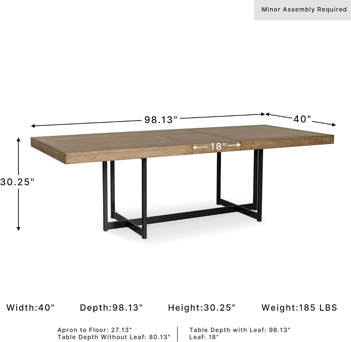 Signature Design by Ashley Tomtyn Casual Self Storing Leaf Dining Extension Table with Trestle Base, Light Brown