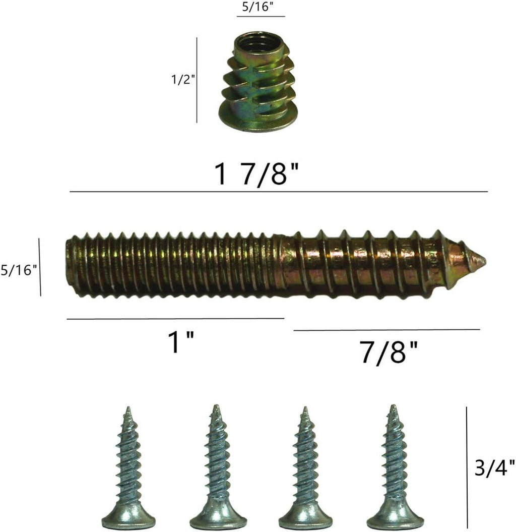 WEICHUAN Furniture Legs Mounting Hardware Sets - Include 5/16" -18 Coarse Attachment Plates, 5/16" -18 Coarse Hanger Bolts, Threaded Nuts, Screws Adapters 4 Sets, for Sofa Couch Chair Legs (Pack of 4)