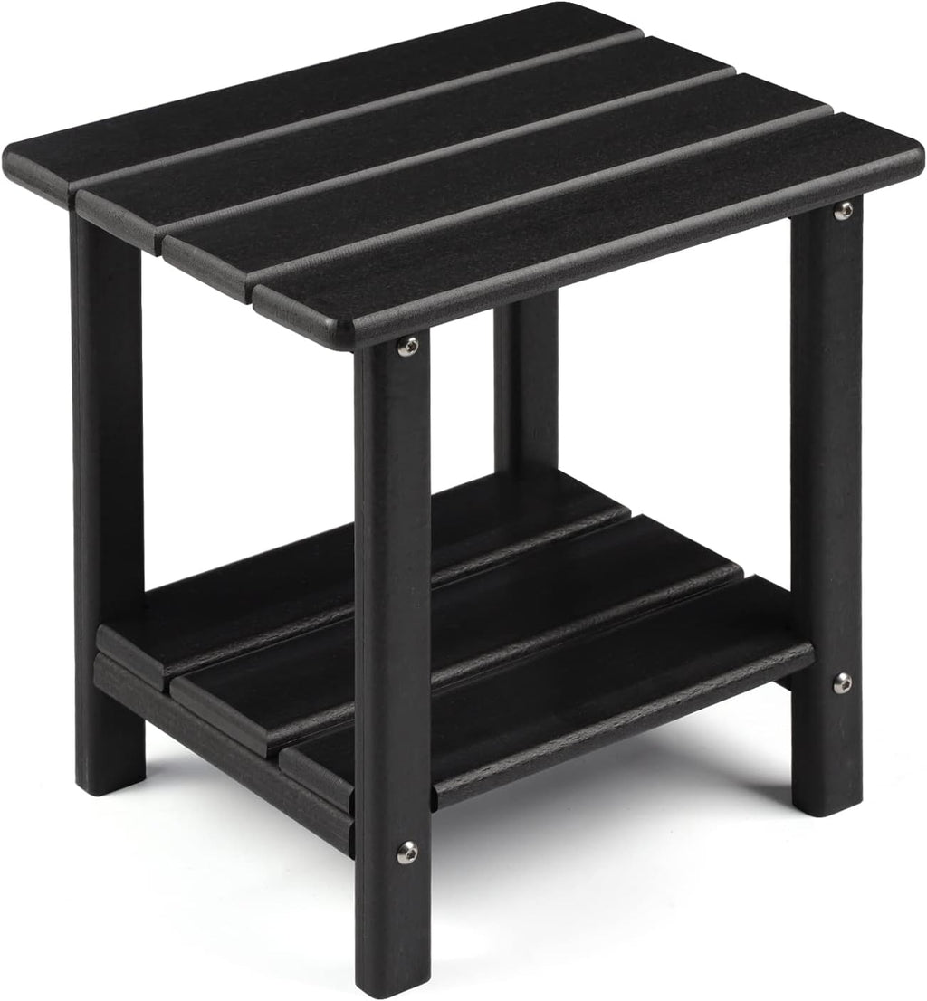 Apolimi Adirondack Outdoor Side Table, 2-Tier Sturdy Patio End Table Weather Resistant, 16.5" Solid Side Table for Patio, Pool, Porch