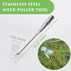 Weed Puller Tool, Stainless Steel Gardening Hand Weeder Tools, Weeding Artifact Uprooting Weeding Tool, Weed Removal Tool, 4-Tooth Dual Purpose Manual Weed Pulling Tool for Yard Garden