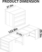 28" - 123" Large Extendable Dining Table, Expandable Table for 2-10 People with Side Storage Shelves, Multi-Functional Wood Kitchen & Conference Desk, Black