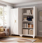 61" Tall Pantry Cabinet, White Metal Pantry Storage Cabinet | Metal Farmhouse Storage Cabinet,Kitchen Pantry Storage Cabinets with 2 Door and 3 Adjustable Shelves